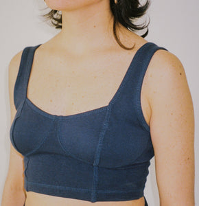 Blue cotton cropped top, size S