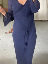 Load image into Gallery viewer, Assymetric dark blue silk Marella dress, size S/M