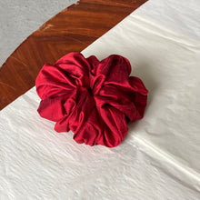 Load image into Gallery viewer, Silk red scrunchie handmade by YV