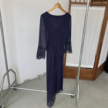 Load image into Gallery viewer, Assymetric dark blue silk Marella dress, size S/M