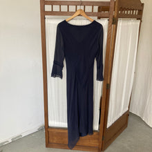 Load image into Gallery viewer, Assymetric dark blue silk Marella dress, size S/M