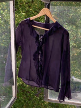 Load image into Gallery viewer, Sheer silk top with ruffles, size S/M