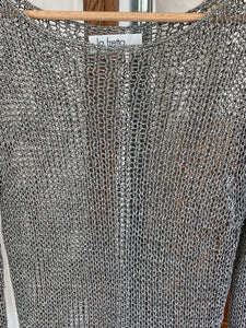Vintage knitted silver top, size S/M