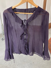Load image into Gallery viewer, Sheer silk top with ruffles, size S/M
