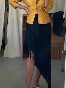 RESERVED - Vintage silk fringe skirt, size S/M
