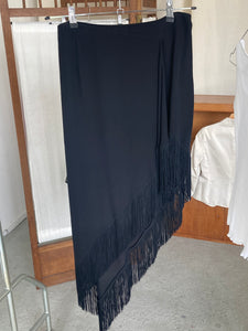RESERVED - Vintage silk fringe skirt, size S/M