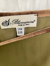 Load image into Gallery viewer, Vintage khaki silk Bluemarine midi skirt, size S/M