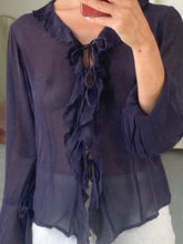 Load image into Gallery viewer, Sheer silk top with ruffles, size S/M