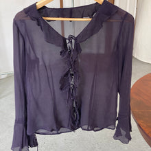 Load image into Gallery viewer, Sheer silk top with ruffles, size S/M