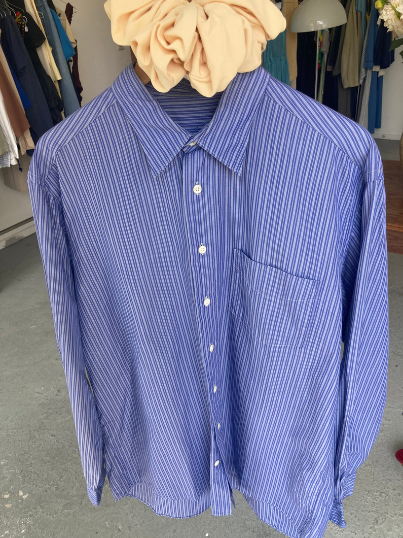 Vintage blue striped cotton shirt