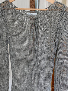 Vintage knitted silver top, size S/M