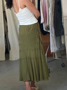Vintage khaki silk Bluemarine midi skirt, size S/M