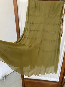 Vintage khaki silk Bluemarine midi skirt, size S/M