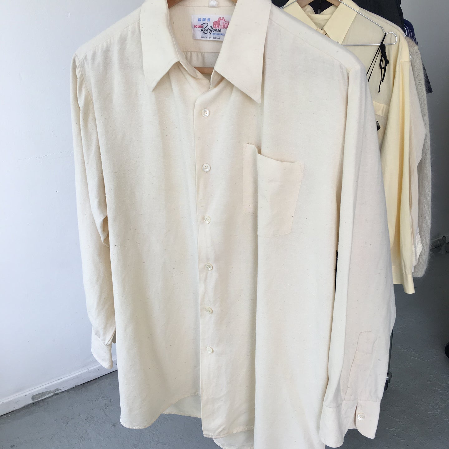 Vintage creme silk shirt, size S/M