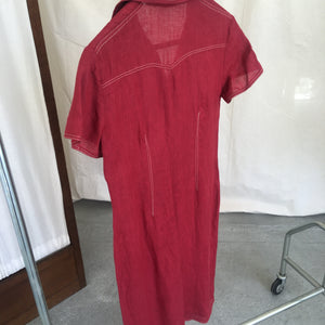 Vintage red linen dress, size M