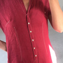 Load image into Gallery viewer, Vintage red linen dress, size M