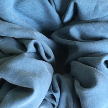 Load image into Gallery viewer, Blue scrunchie made of vintage silk, handmade by YV, size M