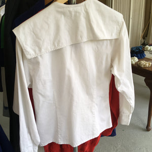 Vintage cotton blouse with oversized collar, size M