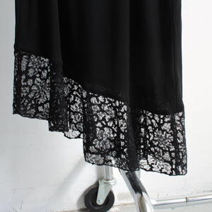 90's black spaghetti dress with lace detail, size S/M