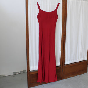 90's red rayon slip dress, size S