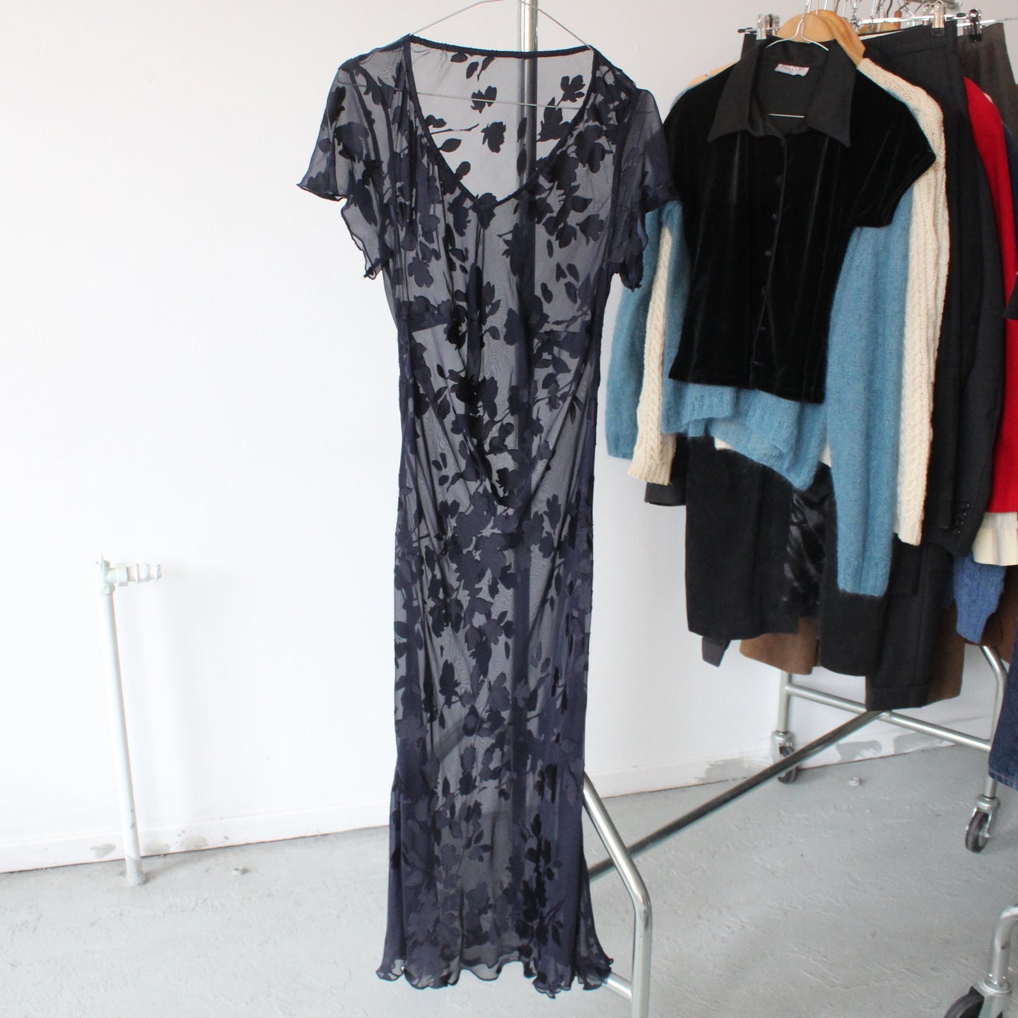 Vintage sheer mid length dress, size S-M