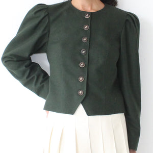 Vintage dark green wool jacket, size S/M