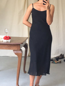90's black slip dress, size S