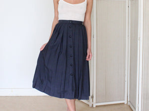 Vintage silk button up midi skirt, size XS