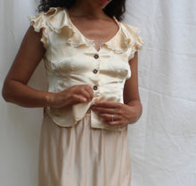 Load image into Gallery viewer, Vintage shiny blouse with ruffles, size XS