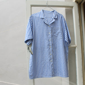 Vintage striped cotton short sleeved shirt