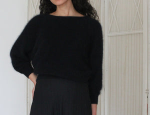 Vintage black angora ultrasoft sweater, size S