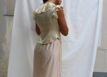 Load image into Gallery viewer, Vintage shiny blouse with ruffles, size XS
