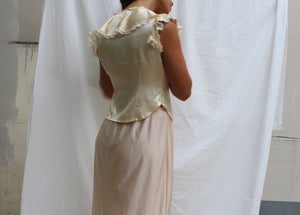 Vintage shiny blouse with ruffles, size XS