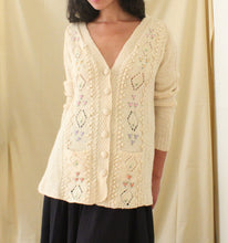 Load image into Gallery viewer, Vintage wool knitted floral cardigan