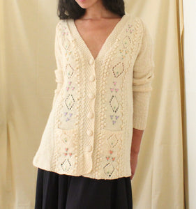 Vintage wool knitted floral cardigan