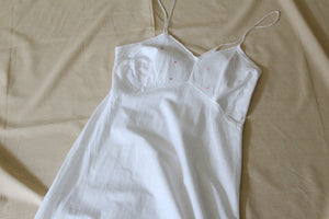 Vintage white cotton nightdress with floral details, size M