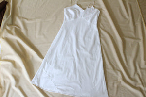Vintage white cotton nightdress with floral details, size M