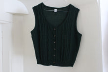Load image into Gallery viewer, Vintage dark green button up wool vest, size M/L