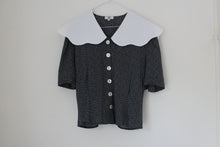Load image into Gallery viewer, Vintage 80&#39;s polkadot blouse with wide collar, size S-M
