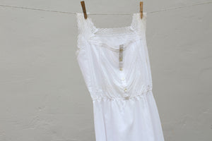 Vintage long white cotton dress, size XS