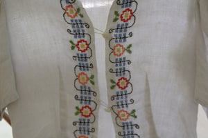 Antique cotton embroidered top, size XS