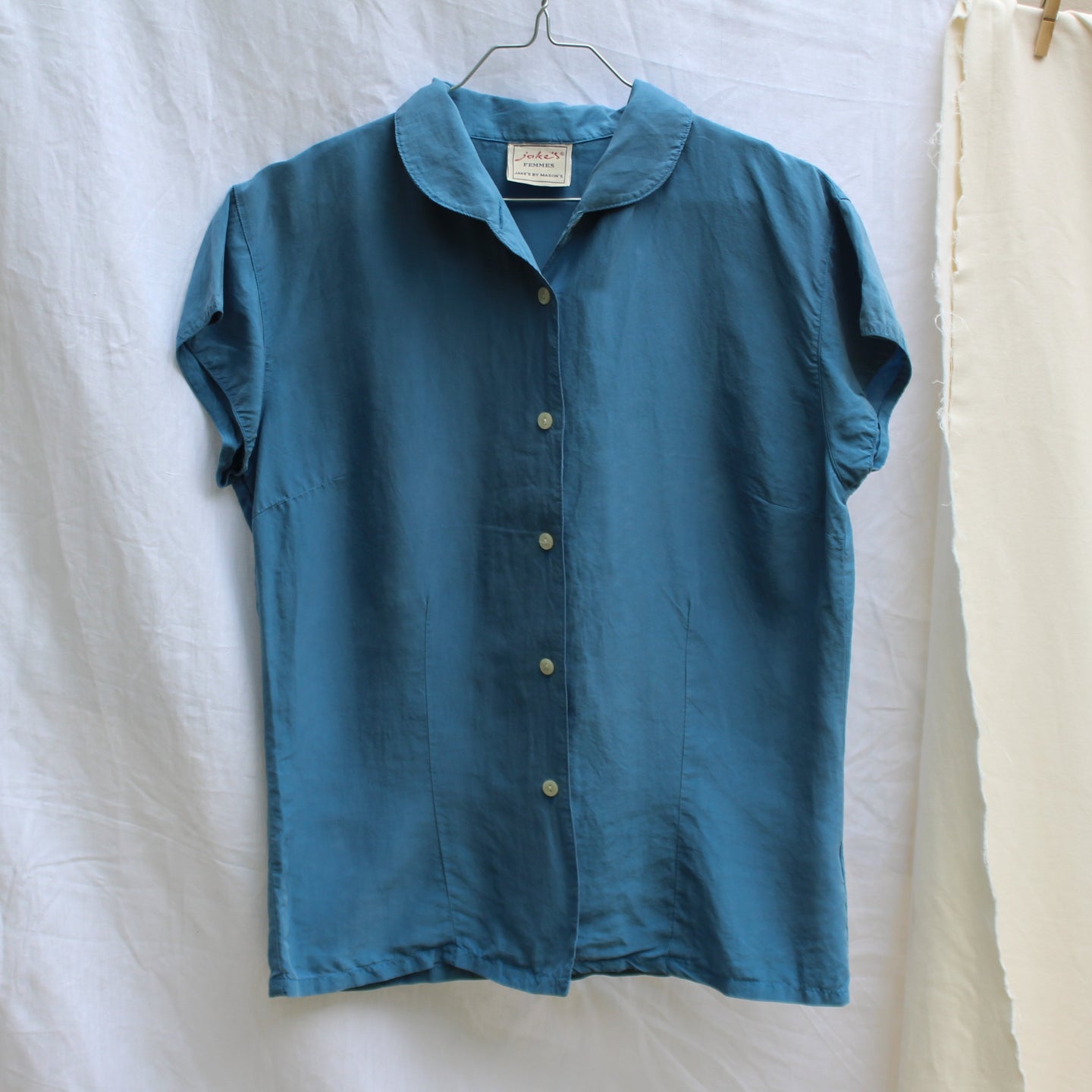 Blue silk blouse, size M
