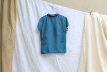 Load image into Gallery viewer, Blue silk blouse, size M