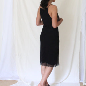 90's black midi dress with spaghetti straps, size XS/S