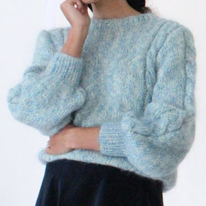 Vintage sea blue mohair knitted sweater, size S/M