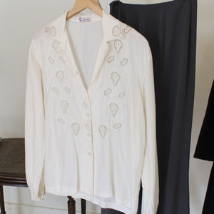 Vintage silk embroidered blouse, size L