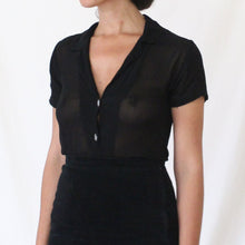 Load image into Gallery viewer, 90&#39;s black sheer blouse, size XS