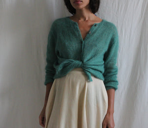 Vintage jade green mohair cardigan, size S/M