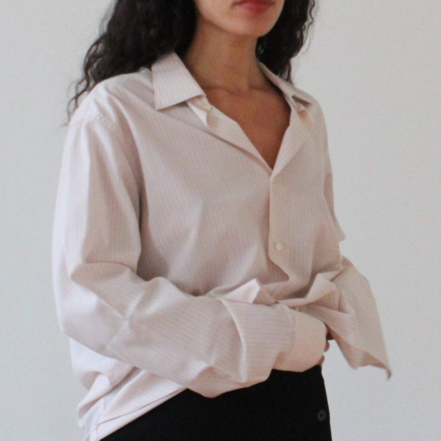 Vintage soft pink cotton shirt with pinstripe
