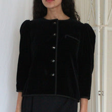 Load image into Gallery viewer, Vintage velvet jacket with puffy shoulders, size S